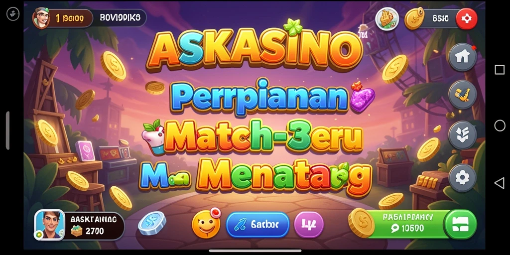 Tampilan gameplay seru di ASKASINO dengan elemen Match-3 yang menawan.
