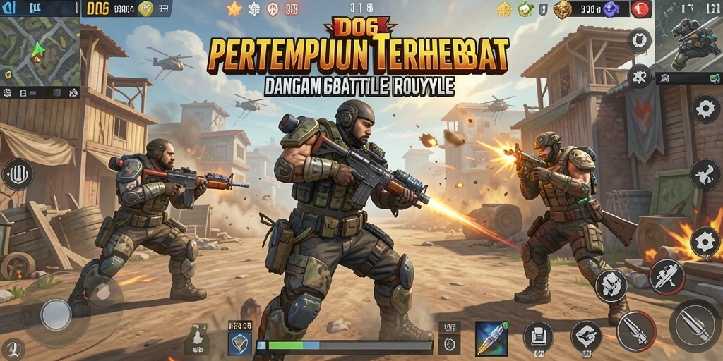 Screenshot D06 menampilkan aksi intense dalam game Battle Royale.
