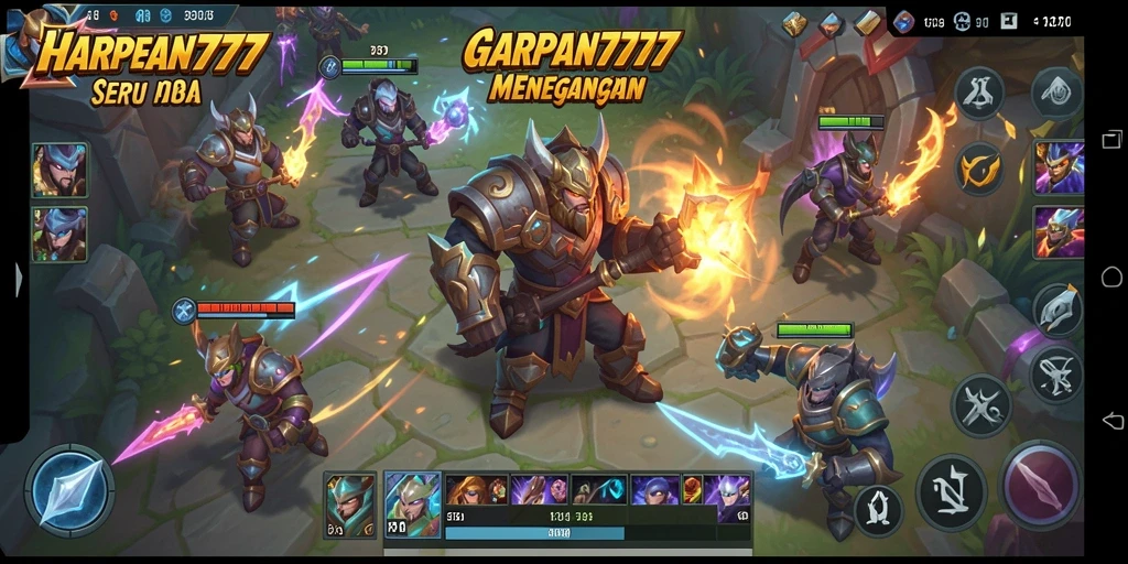 Screenshot gameplay HARAPAN777 menampilkan aksi seru dalam pertempuran MOBA.