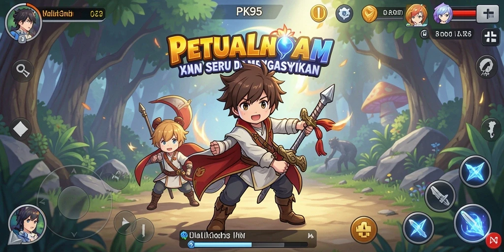 Gameplay PK95 menampilkan karakter anime dalam aksi seru.