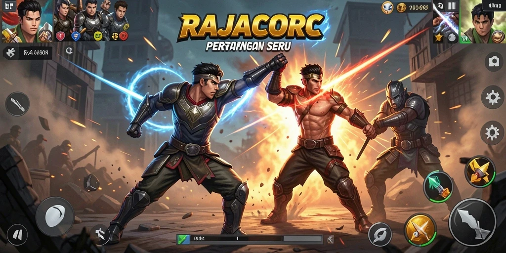 Screenshot utama RAJACORC menampilkan aksi seru dalam gameplay.